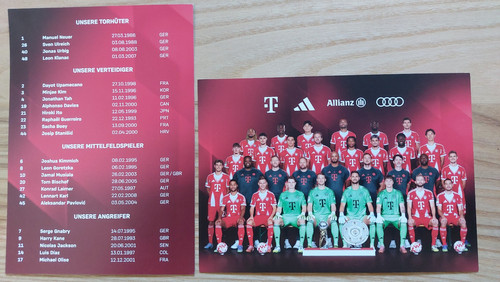 Mannschaftskarte team kader - mannschaftskarte,